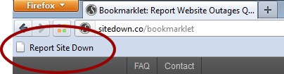Site Down Bookmarklet on Bookmarks Toolbar