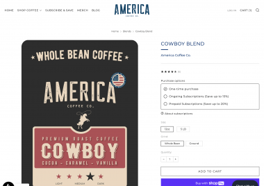 America Coffee Co Cowboy Blend screenshot