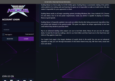 duelingnexus.com homepage screenshot