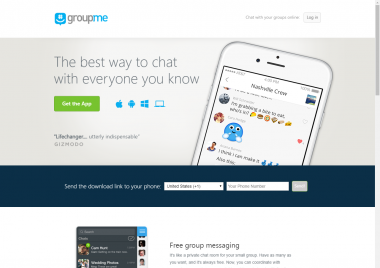 GroupMe homepage screenshot