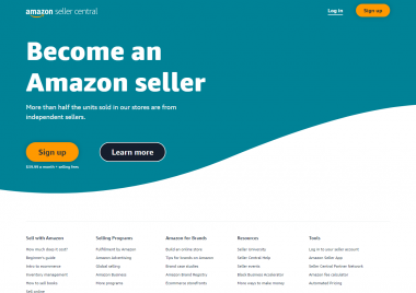 Amazon Seller Central homepage screenshot