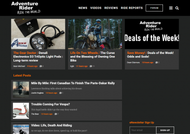 Adventure Rider homepage screenshot