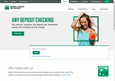 Bank of the West homepage screenshot