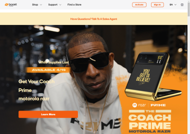 Boost Mobile homepage
