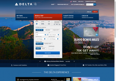 Delta.com screenshot