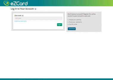 eZCard homepage screenshot