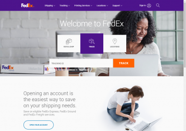 Fedex.com US homepage screenshot