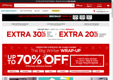 JCPenney homepage screenshot