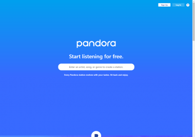 Pandora homepage screenshot