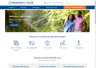 Prosperity Bank homepage