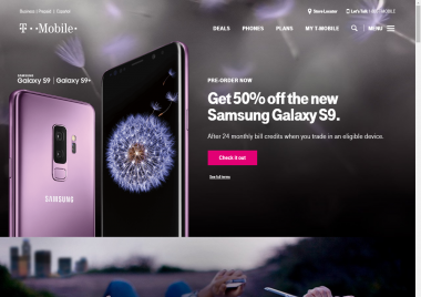 T-Mobile homepage screenshot