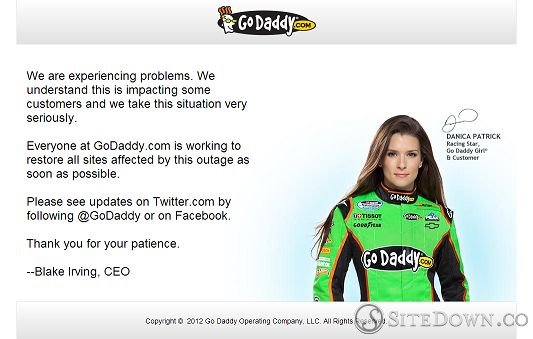 Godaddy auctions error page
