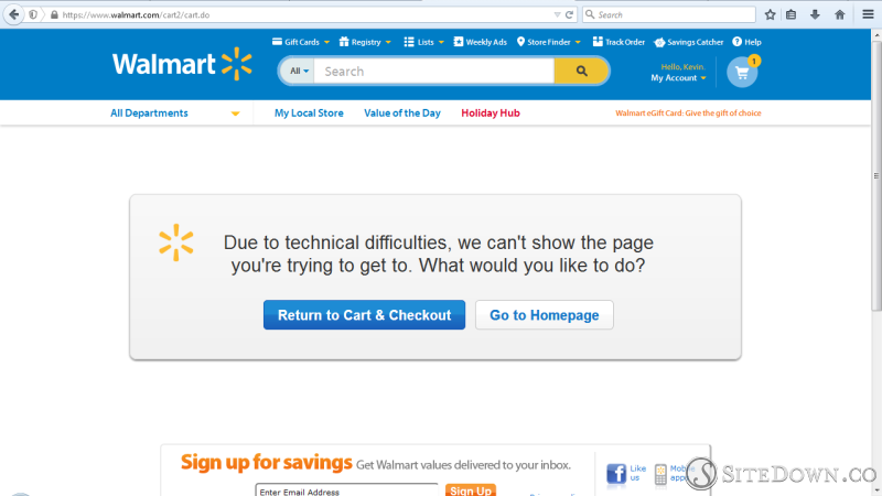 Walmart.com Cart Checkout Not Working