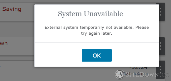 External System Unavailable Error Message