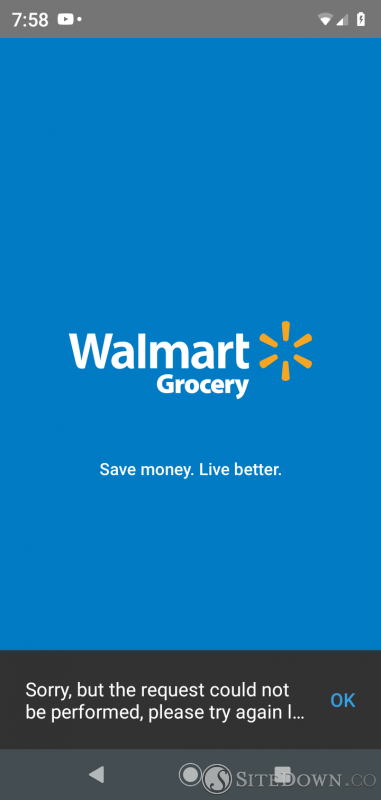 App won't open  Walmart Site Down Report