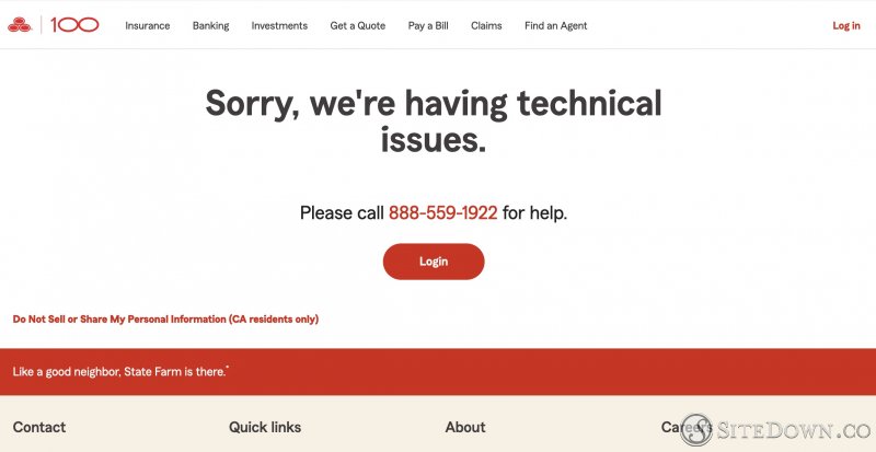 Sorry, we're having technical issues state farm error screen