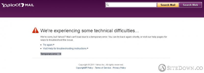 Yahoo email error 14