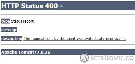 HTTP Status 400 - The request sent by the client was syntactically incorrect. Apache Tomcat