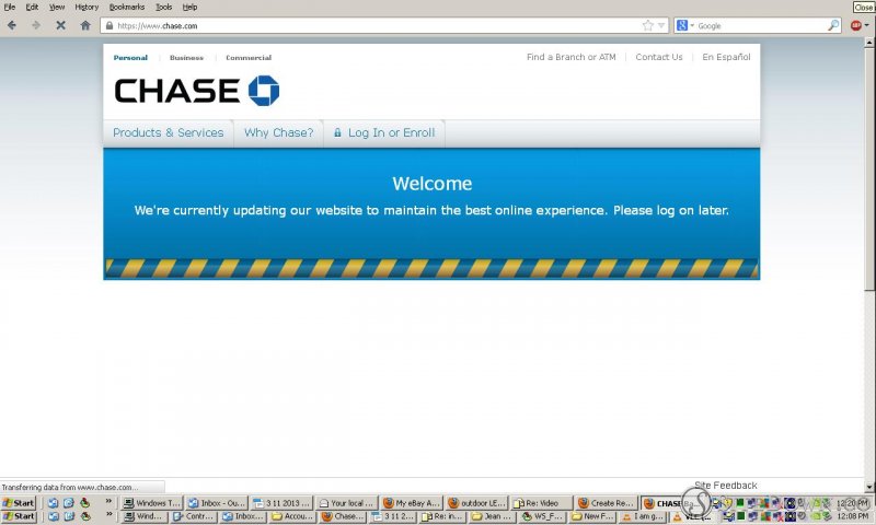 Chase bank claiming to do maintenance