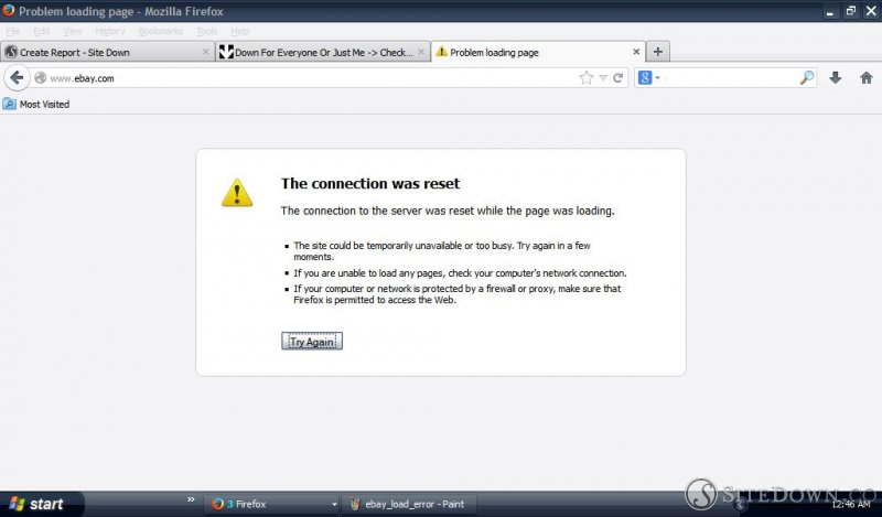 ebay.com server connection error