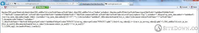 Screenshot of WashingtonPost.com error.