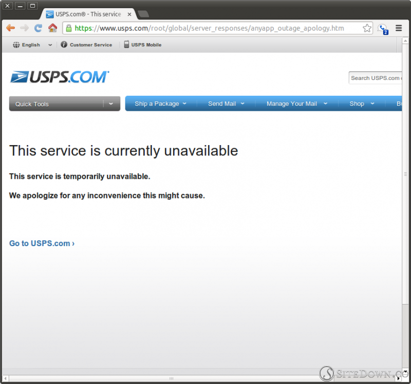 redelivery.usps.com: This service is currently unavailable