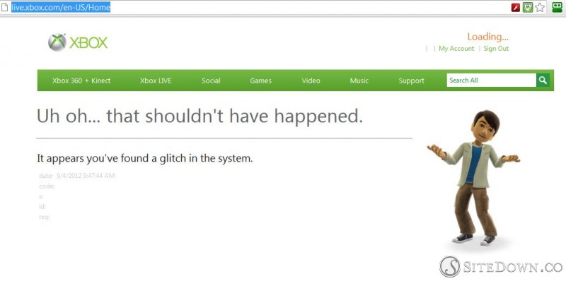 Xbox error page