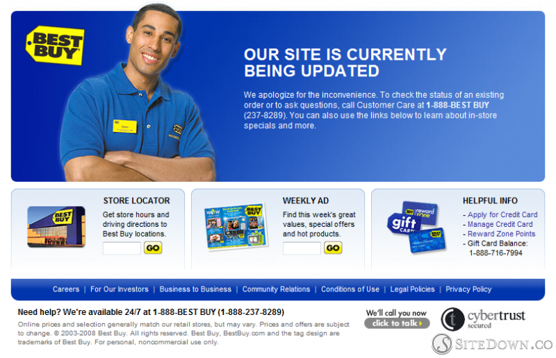 BestBuy.com - Our Site is Currently Being Updated
